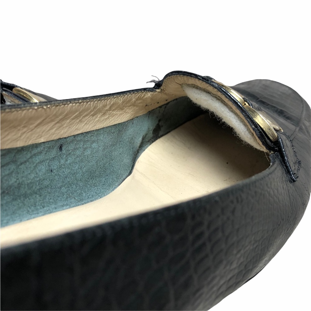 Ferragamo Black Croc Leather Buckle Loafers Shoes - Picture 6 of 6